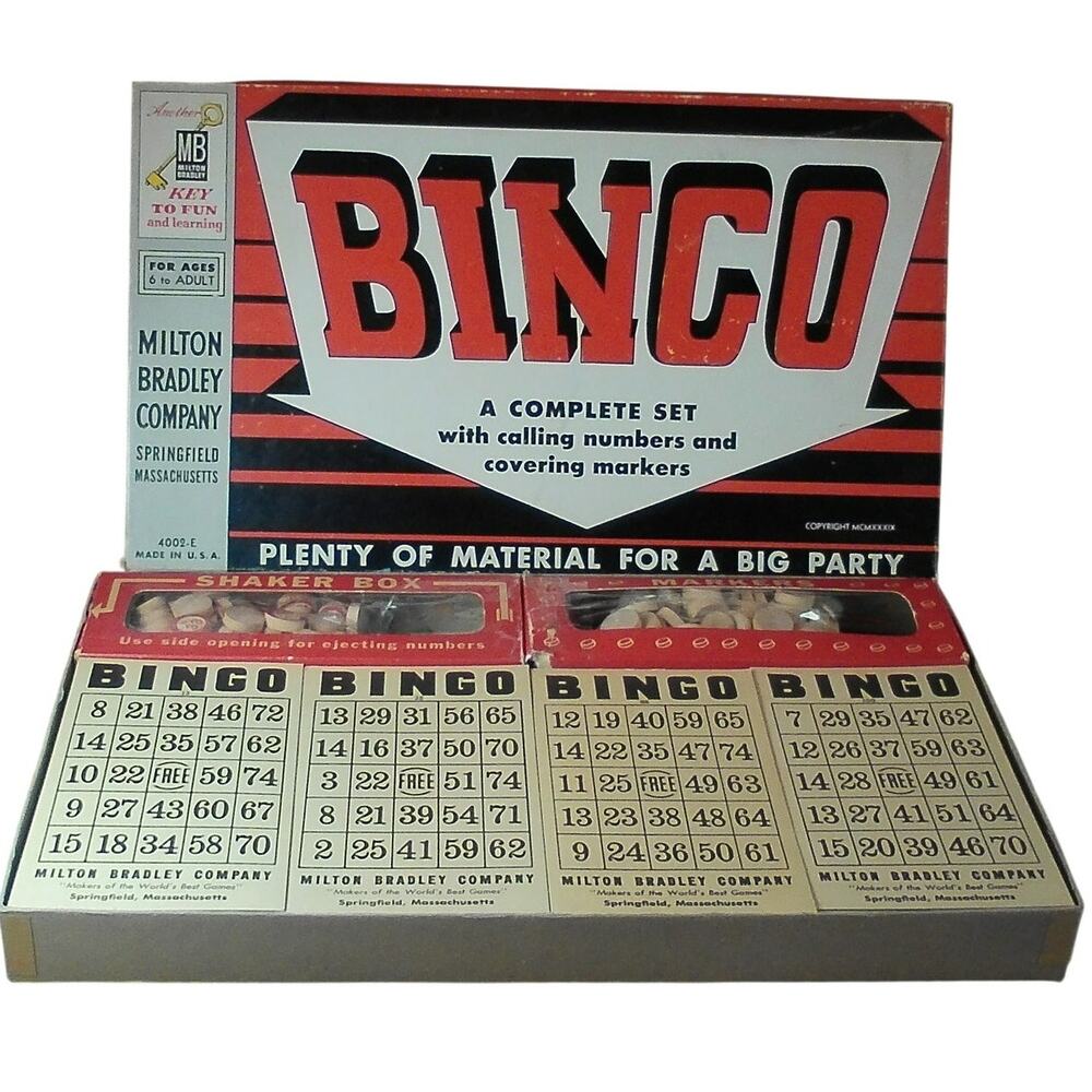 1939 Milton Bradley Bingo #4002-E Complete Wood Counters Read Description